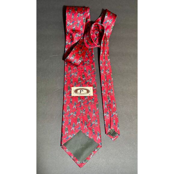 Bert Pulitzer Red Silk football Tie – 100% Silk, Made in USA – Sports Pattern - Picture 2 of 4